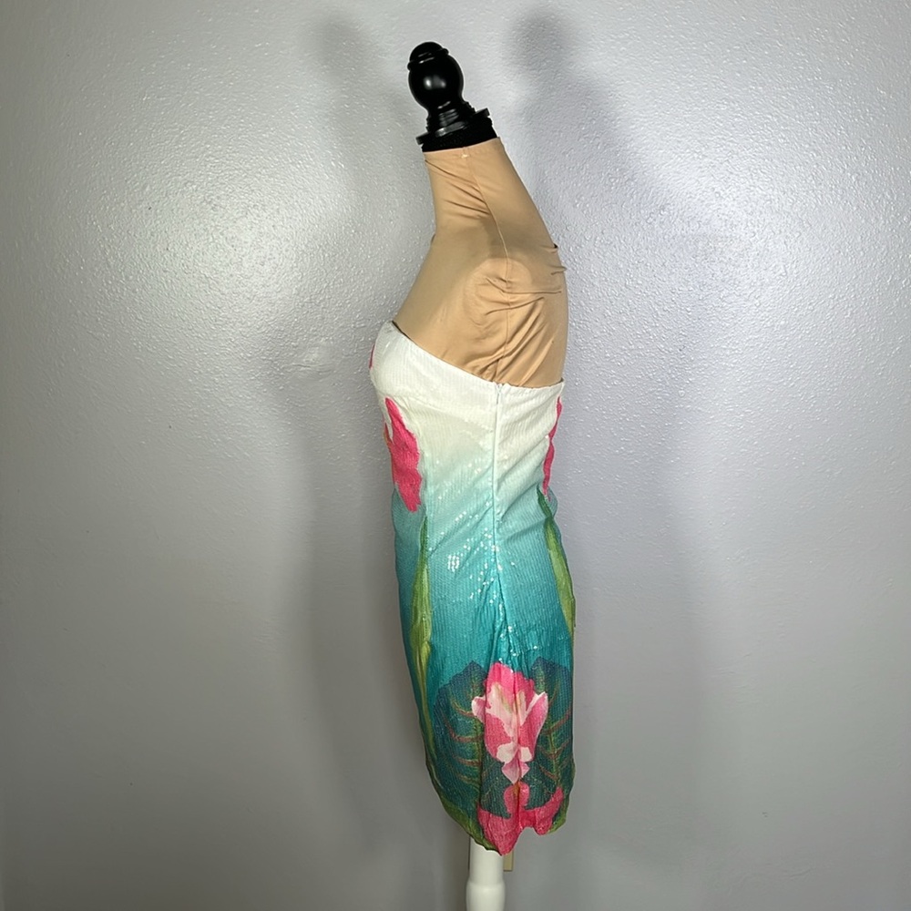 Strapless Floral Mini Dress - Multicolor - Picture 4 of 13